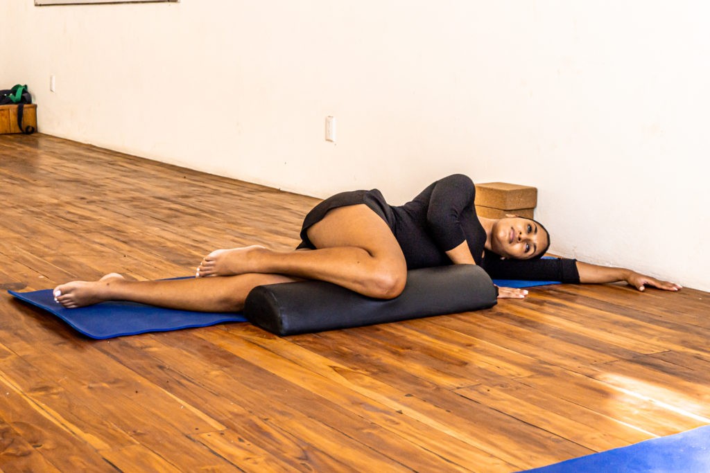savasana lying on the left side for prenatal yoga